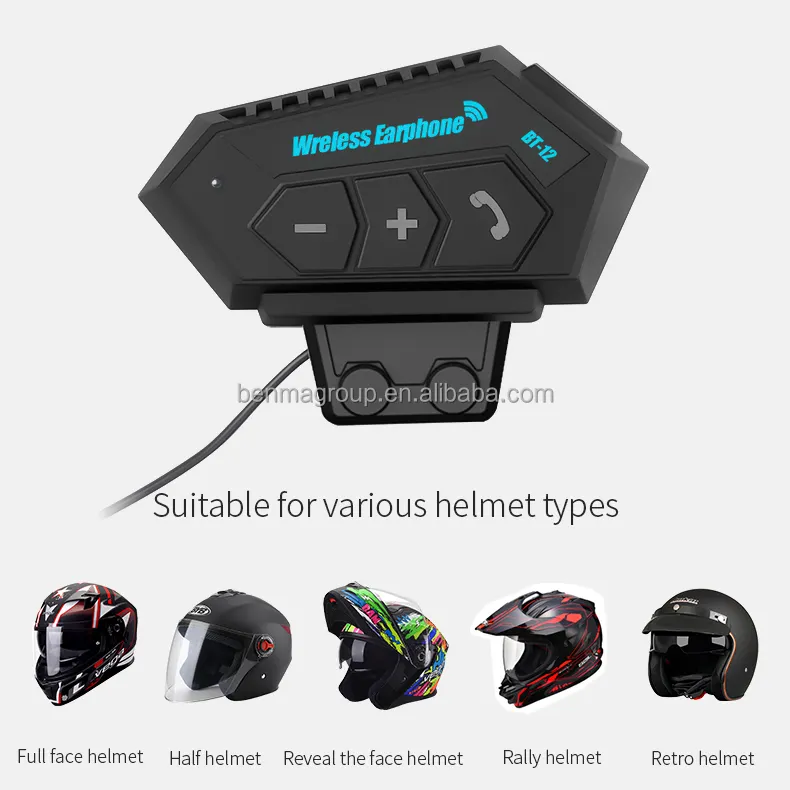 Audífonos Bluetooth Recargables Para Casco Moto Estéreo BT-12 ¡Envió Gratis!