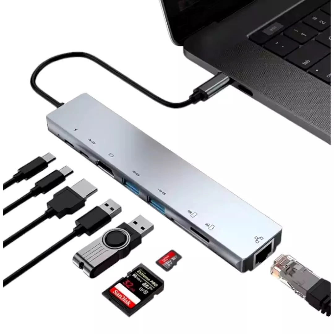 Convertidor OTG/USB Con 8 Puertos LJ-47TP/HDTV8IN1