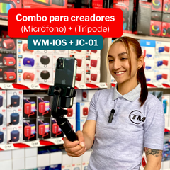 Combo Generador de Contenido Micrófono Solapa + Trípode 2 en 1 ¡Envío Gratis!