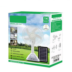 Ventilador/Abanico Recargable Panel solar 14" Gdtimes GD-314