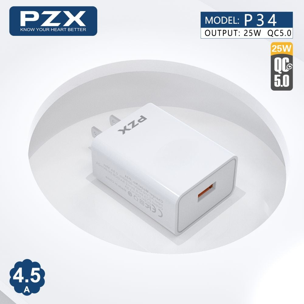 Cargador Para Celular Con Cable 5A QC 5.0 25W PZX P34