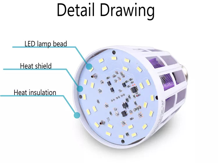 Lampara Bombillo Led Mata Zancudos Moscos Moscas B480